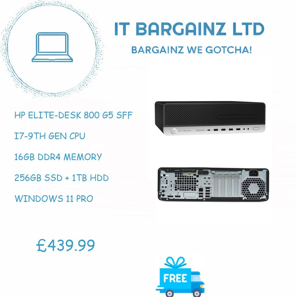 HP ELITEDESK 800 G5 SFF I7-9th Gen - 16GB DDR4 RAM 256GB SSD+ 1TB HDD W110