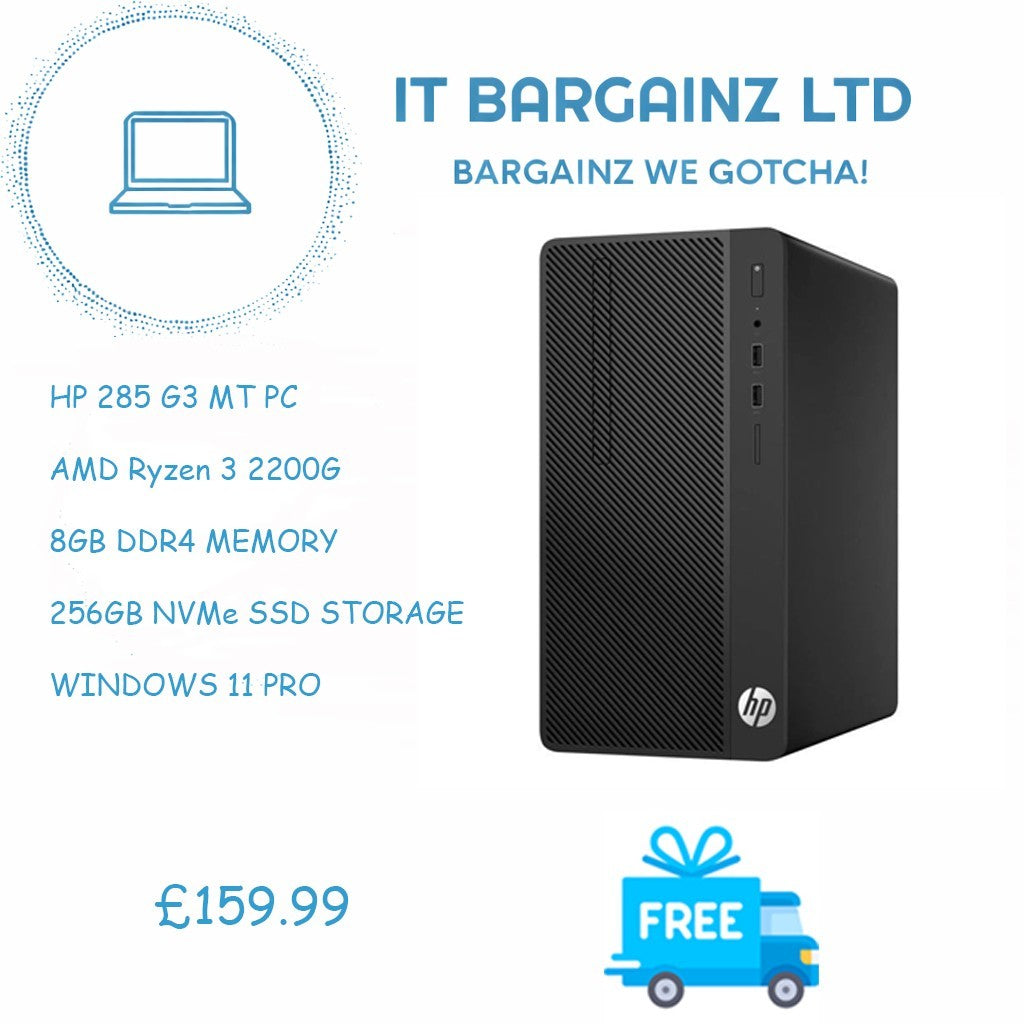 HP Windows Tower PC 285 G3 MT - AMD Ryzen 3 2200G 3.5GHz  - 8GB RAM - 256GB S...0
