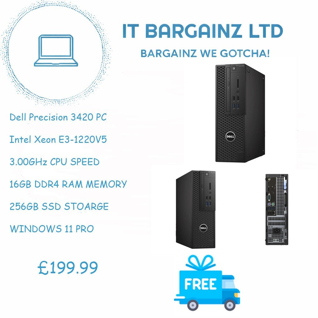 Dell Precision 3420 PC Intel Xeon E3-1220V5 3.0GHz 16GB RAM 256GB SSD WINDOWS 110