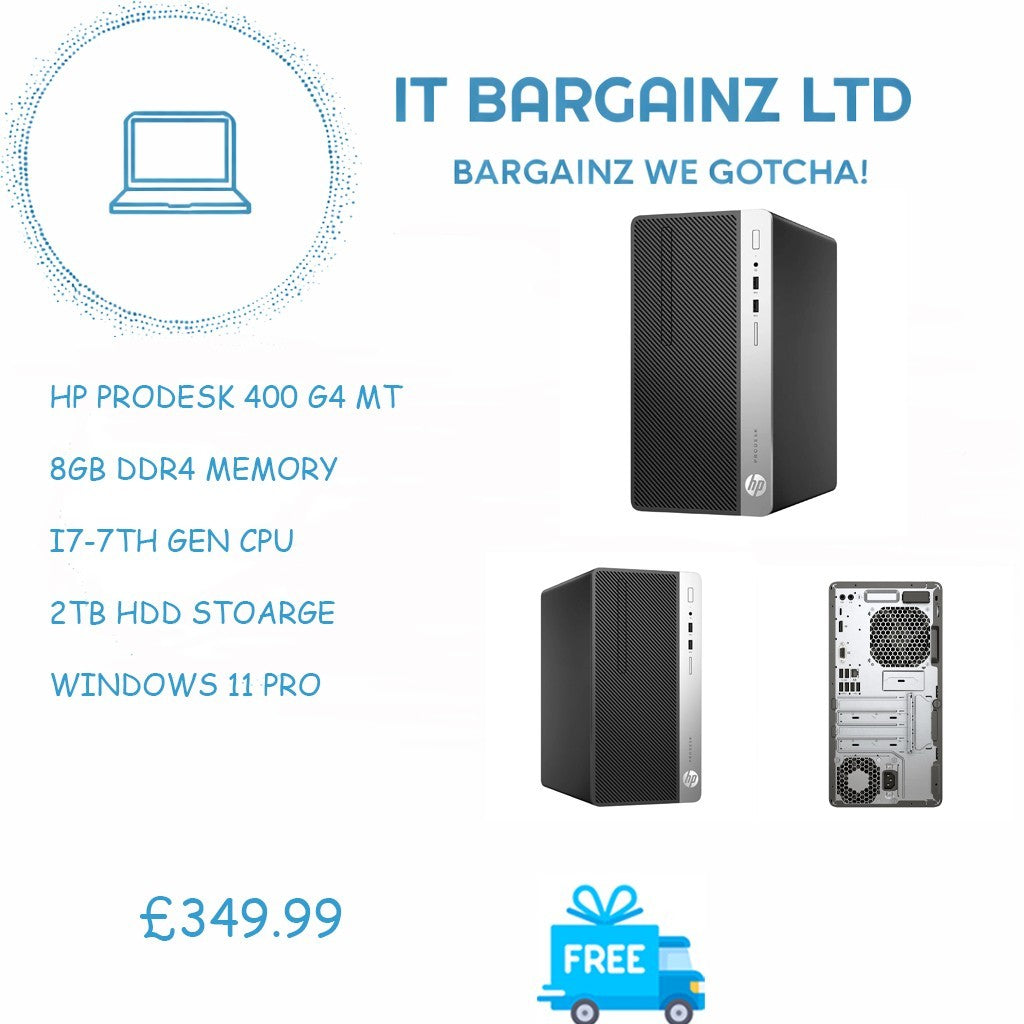 HP ProDesk 400 G4 MT Core i7-7700 8GB RAM 2TB HDD Windows 11 PC0