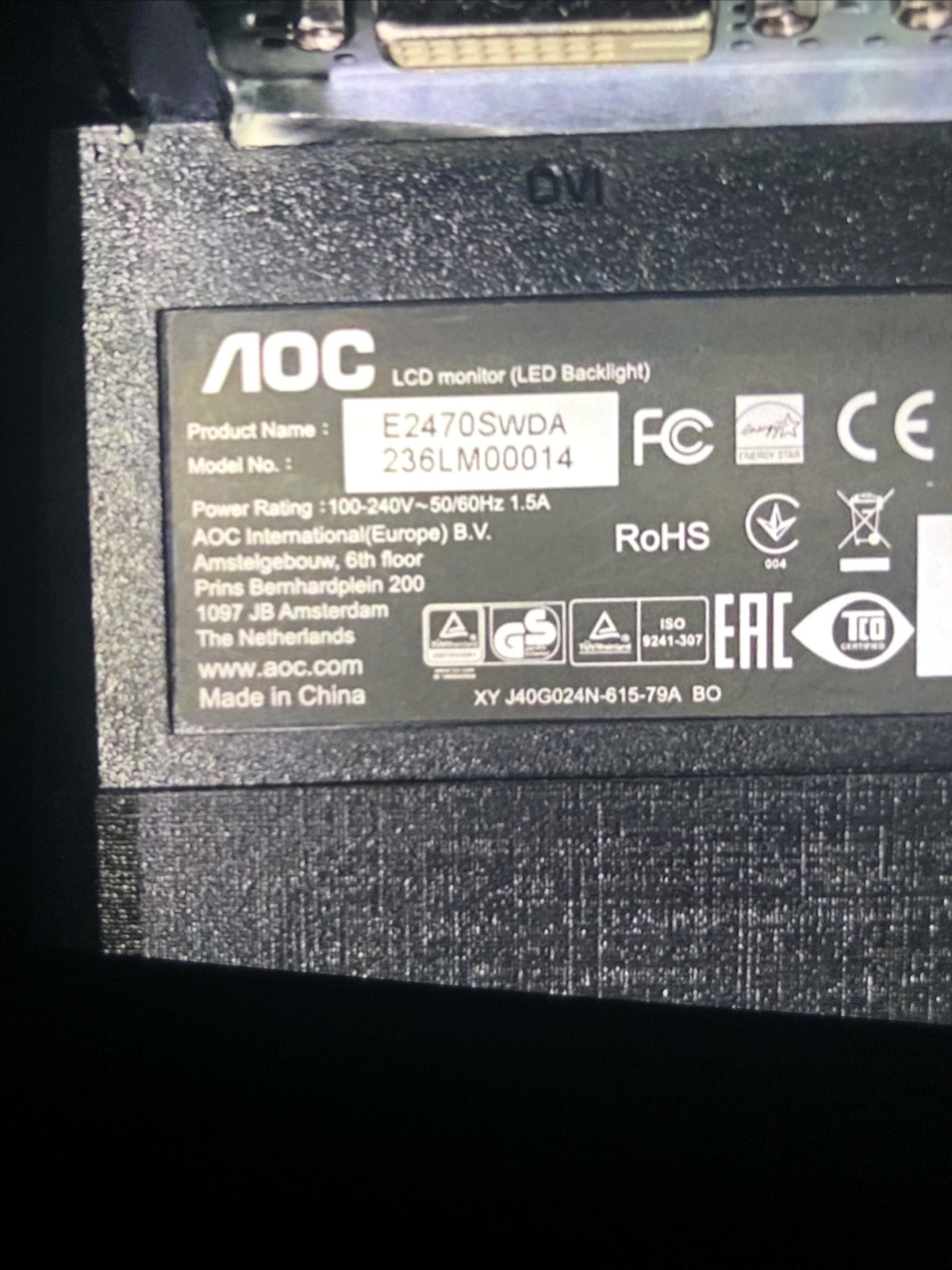 AOC E247Swda 23.6" (24") LCD PC Monitor  Black1