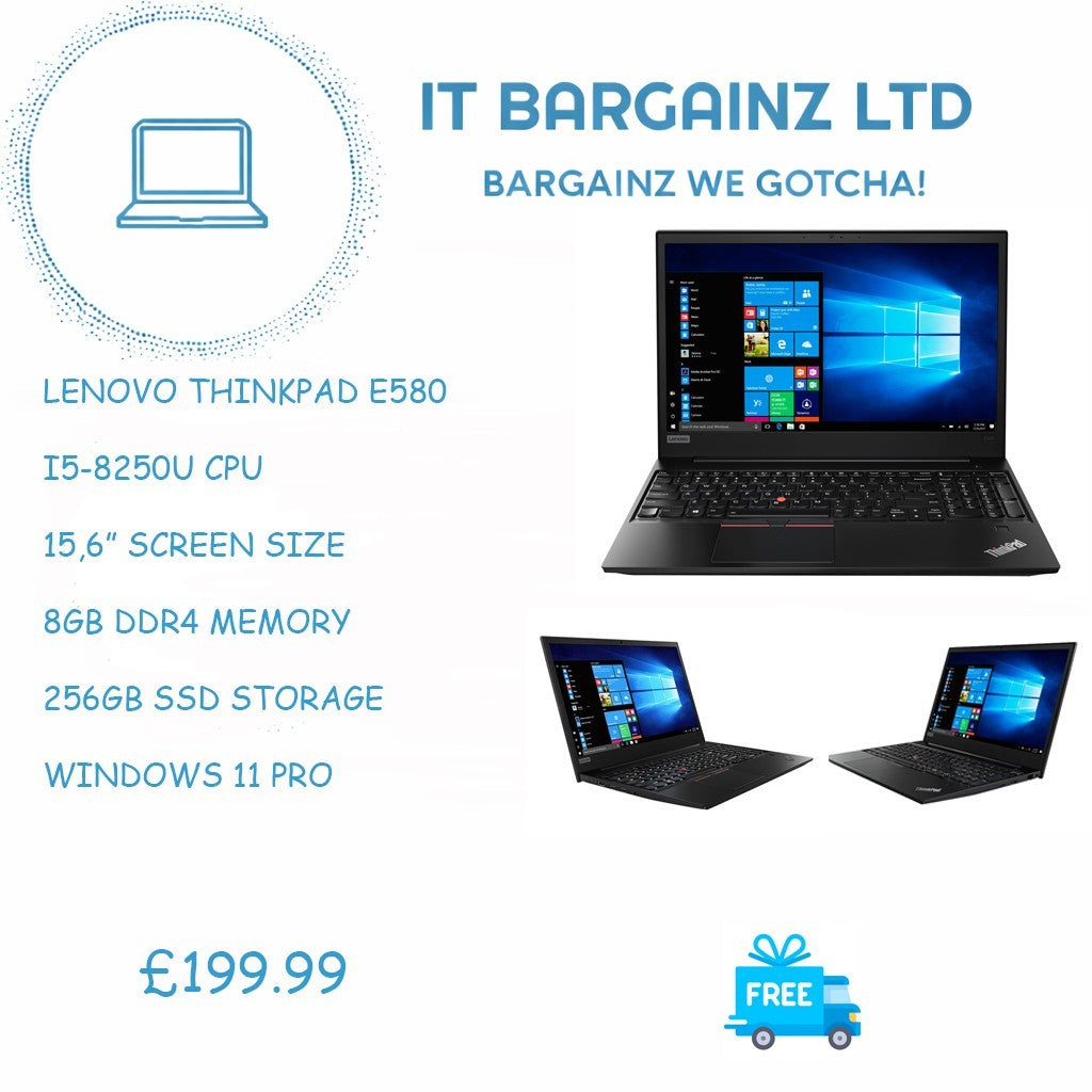 LENOVO THINKPAD E580 I5-8250U 8GB DDR4 256GB SSD WINDOWS 11 PRO0
