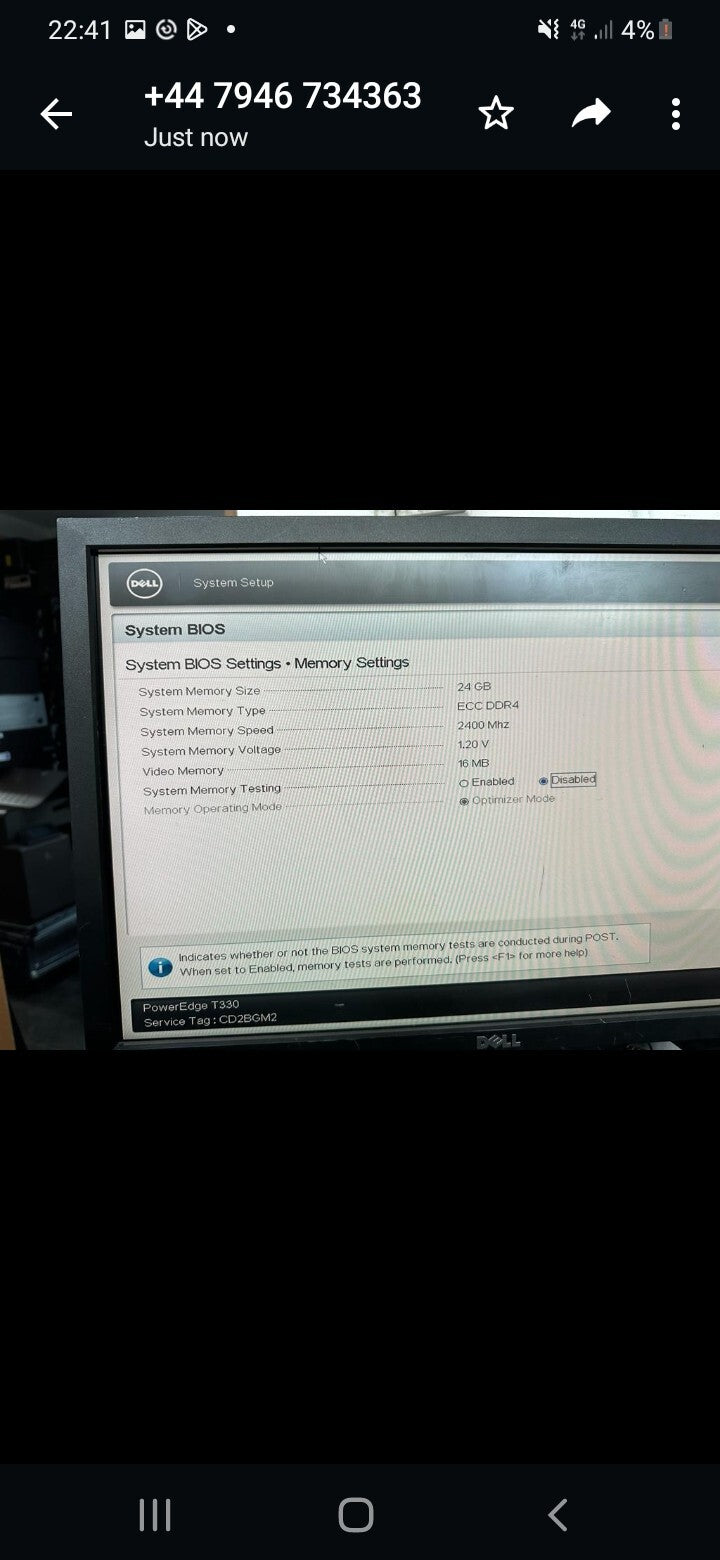 Dell PowerEdge T330 @3.0GHz Cpu 24GB DDR4 RAM4