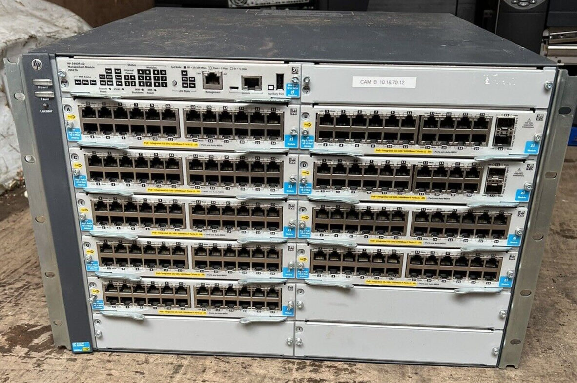 HP 5412R zl2 Switch J9851A ( J9534A X7) ( J0536A X2) TESTED AND WORKING0