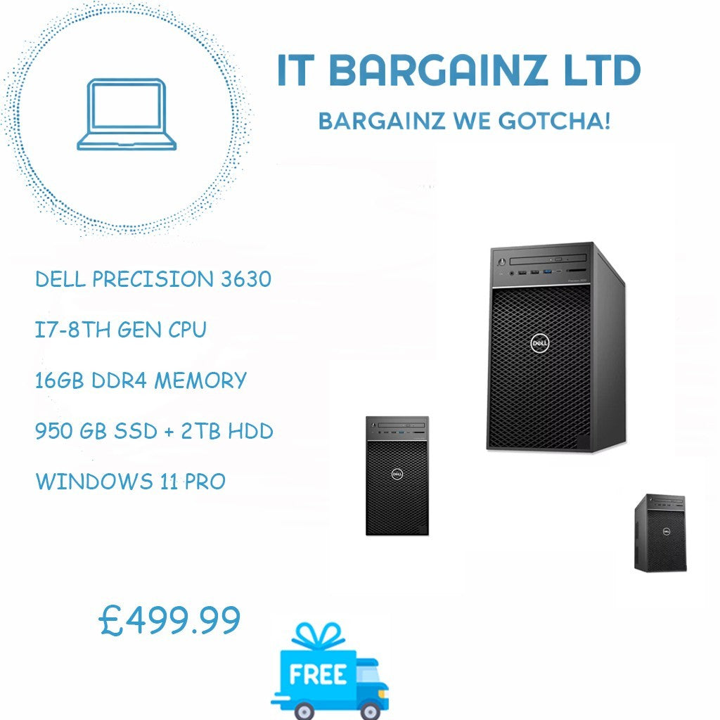 Dell Precision 3630 INTEL i7-8TH 16GB DDR4 950GB SSD+ 2TB HDD WIN 110