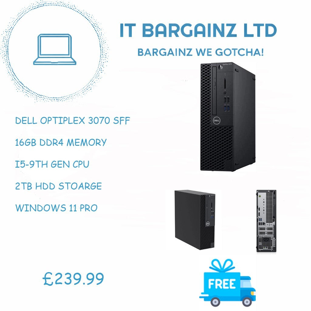 DELL OPTIPLEX 3070 i5-9th GEN 16GB RAM 2TB HDD W11 PRO0