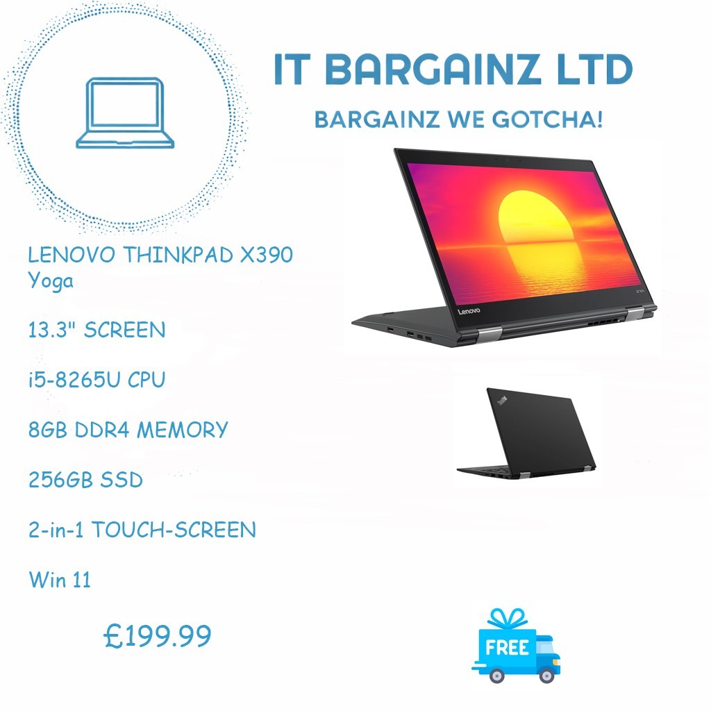 Lenovo ThinkPad X390 Yoga 13.3" i5 8th Gen 8GB 256GB SSD 2-in-1 Touch Win 110